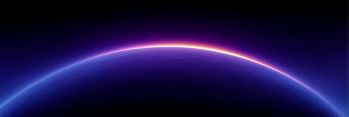 Obraz premium Purple-blue curved gradient background with abstract Earth shape and black base