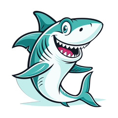 Fototapeta premium Adorable Cartoon blue Shark Illustration Perfect for Ocean-Themed Designs