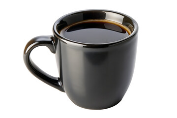 black coffee mug isolated on white background PNG. ai