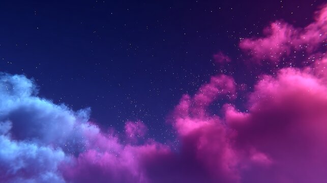 Dark dreamy starry sky with soft nebula and elegant glow