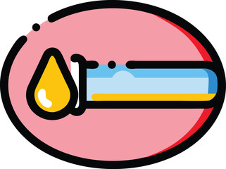 Fototapeta premium Flat Icon Yellow Blood Sample Test Tube Light Blue Yellow Liquid Levels Pink Circular Background vector