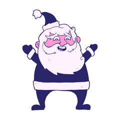 jolly santa cartoon in bright neon color
