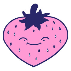 cartoon strawberry in bright neon color