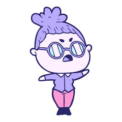cartoon annoyed woman in bright neon color