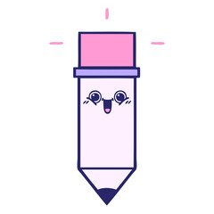 cute cartoon of a pencil in bright neon color
