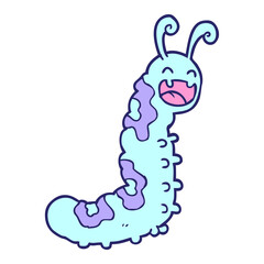 funny cartoon caterpillar in bright neon color