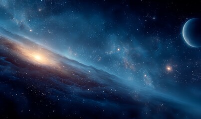 Fototapeta premium Cosmic background with stars and planets in deep space