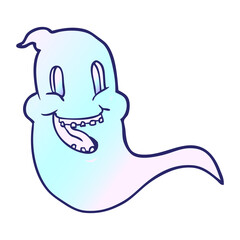 cartoon spooky ghost in bright neon color