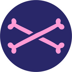 iconic tattoo style image of cross bones in bright neon color