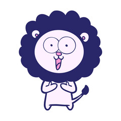happy cartoon lion in bright neon color