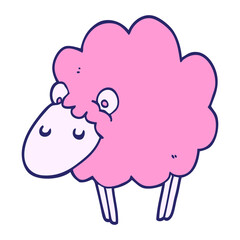cartoon sheep in bright neon color