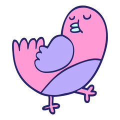 hand drawn doodle style cartoon christmas robin in bright neon color