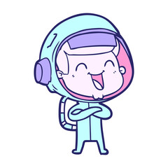 happy cartoon astronaut in bright neon color