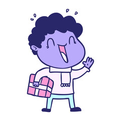 cartoon happy man in bright neon color
