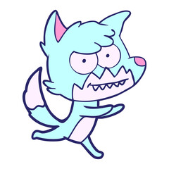 cartoon grinning fox in bright neon color