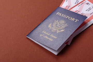 US passport for travelling, flying and doing business. USA document, id