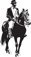 African American Man Riding a Horse Silhouette Vector Illustration on Transparent Background