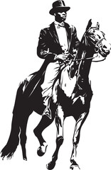 African American Man Riding a Horse Silhouette Vector Illustration on Transparent Background