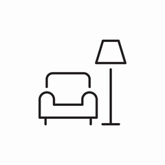 armchair lamp icon sign vector