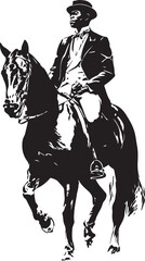 African American Man Riding a Horse Silhouette Vector Illustration on Transparent Background