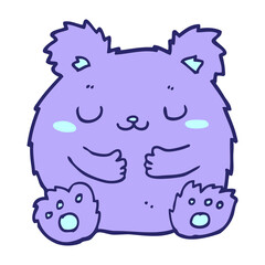 cute cartoon bear in bright neon color