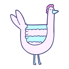cartoon chicken in bright neon color