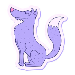 sticker of a cartoon wolf in bright neon color