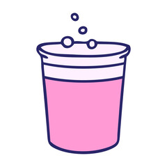 hand drawn quirky cartoon glass of beer in bright neon color