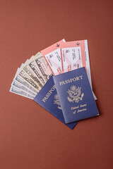 US passport for travelling, flying and doing business. USA document, id