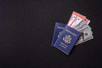 US passport for travelling, flying and doing business. USA document, id