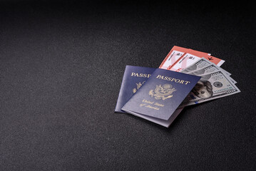 US passport for travelling, flying and doing business. USA document, id