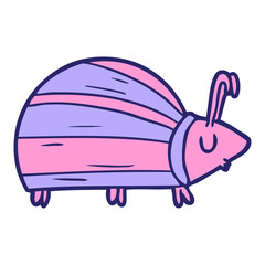 funny cartoon bug in bright neon color