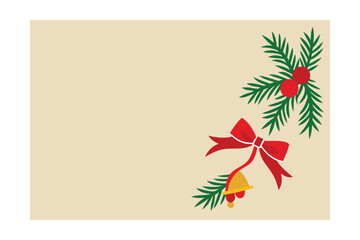 Vintage Christmas Corner Border Made Of Pine Branches And Berries