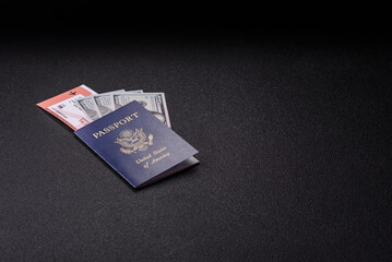 US passport for travelling, flying and doing business. USA document, id