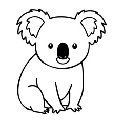 Cute outline drawing of a koala illustration in sitting pose. Vector hand-drawn doodle illustration