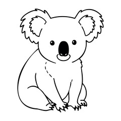 Obraz premium Cute koala line art illustration with simple features. Vector hand-drawn doodle illustration