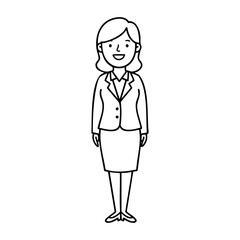 Smiling caucasian female in business attire illustration with short hair. Vector hand-drawn doodle illustration