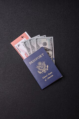 US passport for travelling, flying and doing business. USA document, id