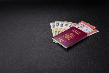Spain passport for travelling, flying and doing business. Spanish document, id