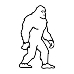 Fototapeta premium Stylized bigfoot outline with minimalist details. Vector hand-drawn doodle illustration