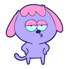 cartoon bored dog in bright neon color