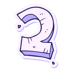 sticker of a cartoon stone number two in bright neon color