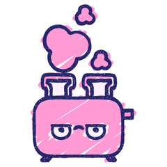 Toaster Chalk Drawing in bright neon color