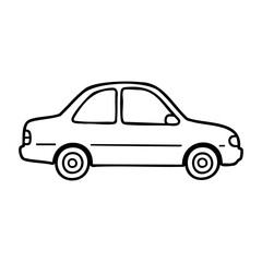 Fototapeta premium Simple line drawing of compact car side view. Vector hand-drawn doodle illustration