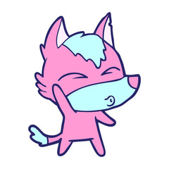 fox cartoon character in bright neon color