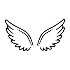Obraz premium Elegant angel wings line art design for tattoo or print. Vector hand-drawn doodle illustration