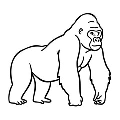 Obraz premium Outline drawing of a gorilla in a standing position with detail. Vector hand-drawn doodle illustration