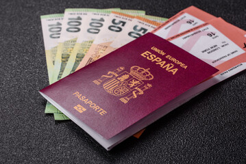 Spain passport for travelling, flying and doing business. Spanish document, id