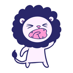 cartoon angry lion in bright neon color