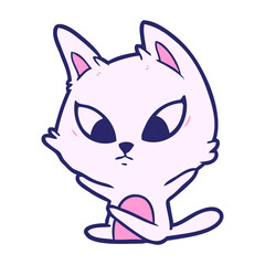 confused cartoon cat sitting in bright neon color